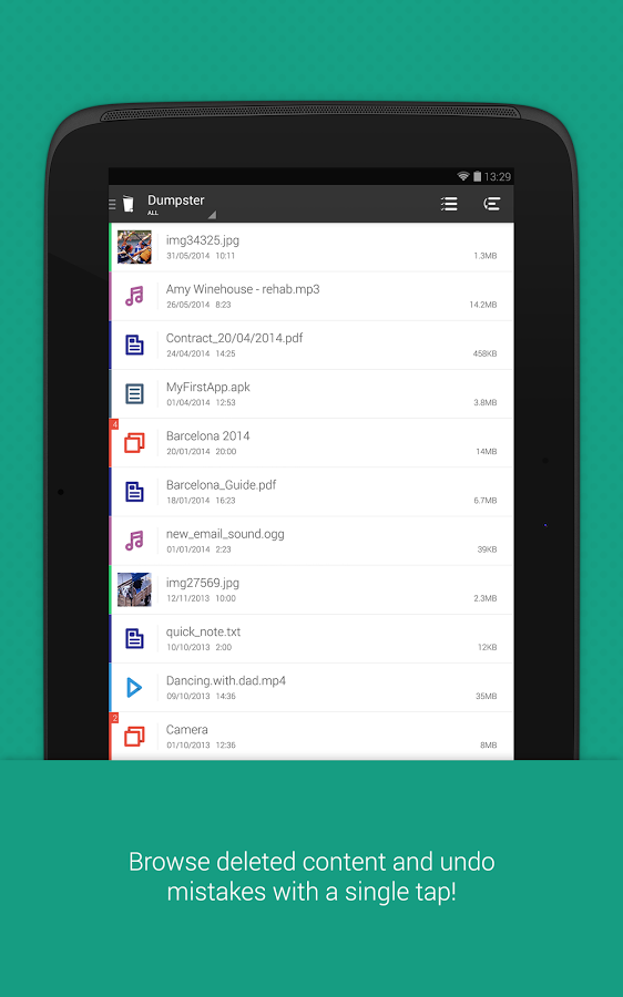 Aplikasi "Dumpster" (Recycle Bin) Di Android TREQ Tablet dan